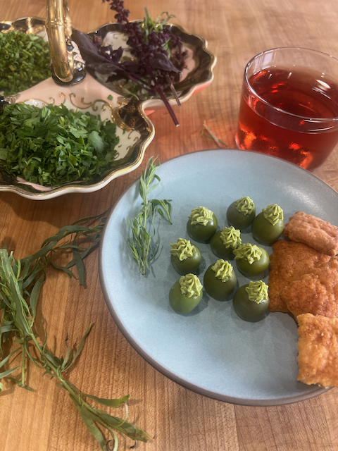 Olives Filled with Anchovy Herb Butter - Gentleman Farmer Wines