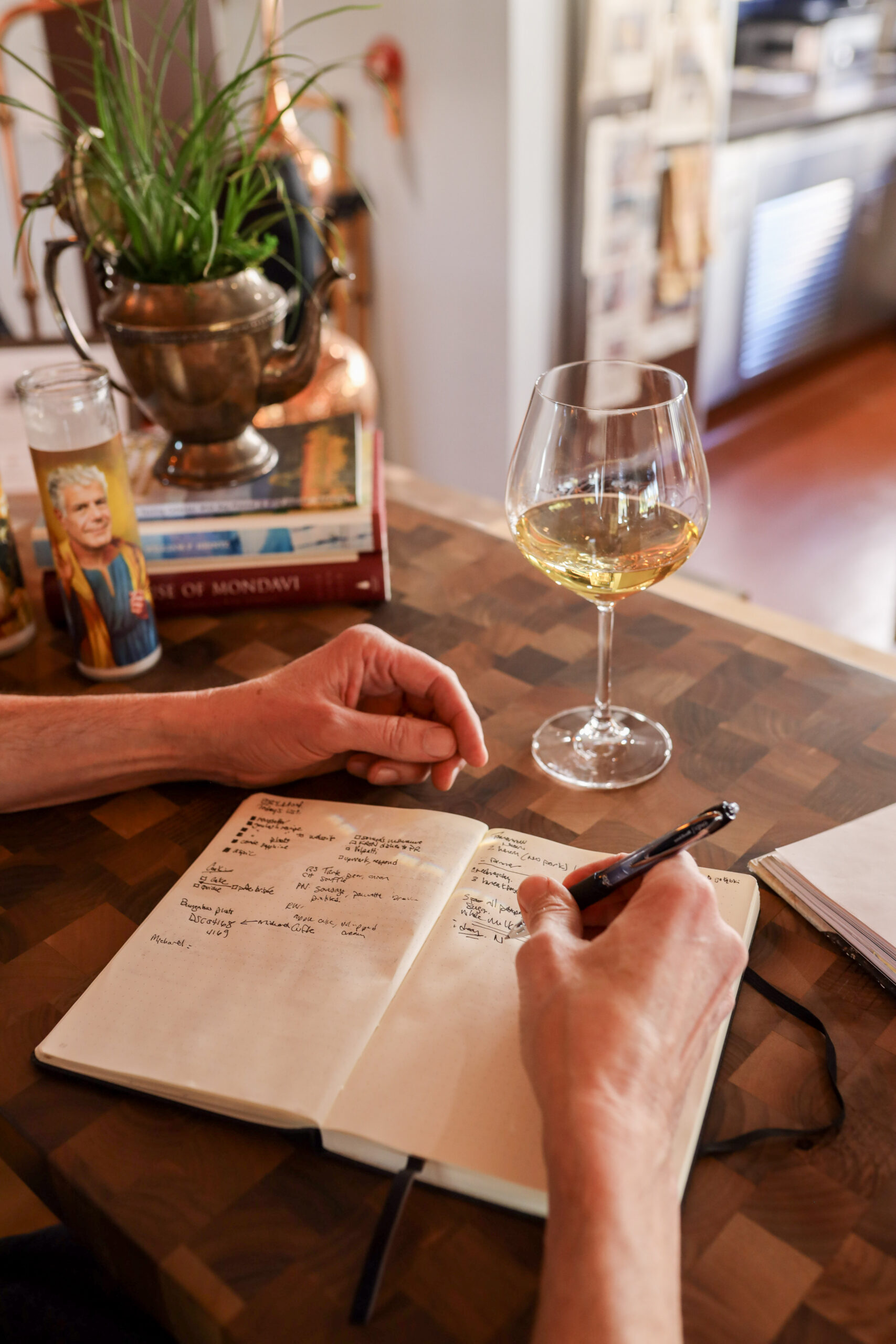 November 2024 Comrie - Closeup Writing with Wine Glass